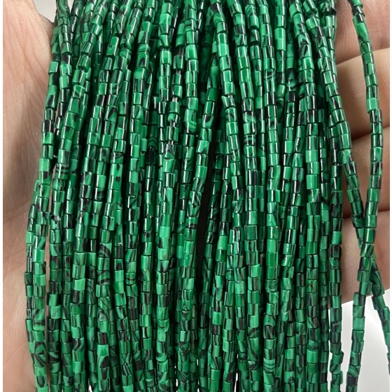 No_541_Synthetic Malachite Small Cylinder_2*2mm_(Sold Per Strand)