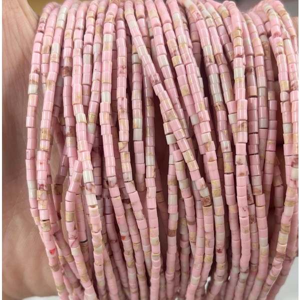No_551_Synthetic Light Pink Imperial Jasper Small Cylinder_2*2mm_(Sold Per Strand)