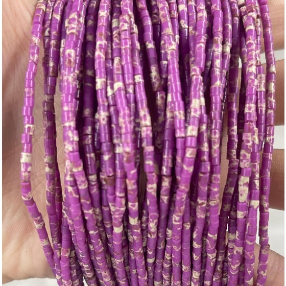 No_552_Synthetic Purple Imperial Jasper Small Cylinder_2*2mm_(Sold Per Strand)