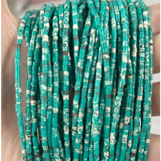 No_554_Synthetic Green Imperial Jasper Small Cylinder_2*2mm_(Sold Per Strand)
