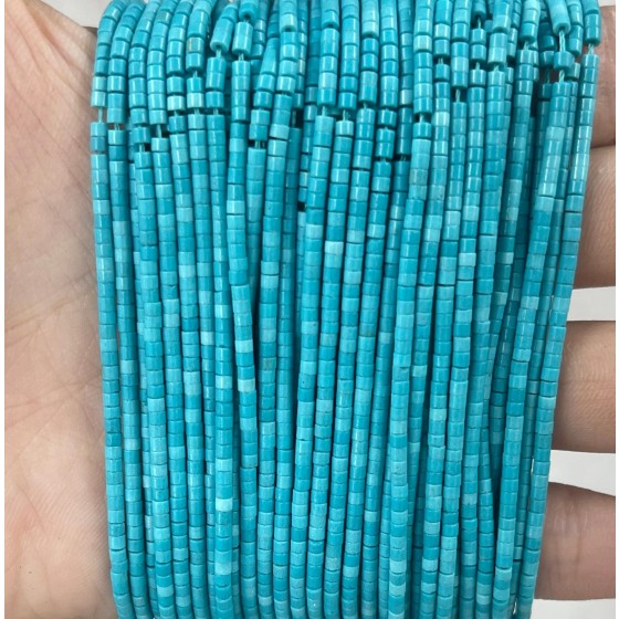 No_559_Synthetic Hole Blue Stone Small Cylinder_2*2mm_(Sold Per Strand)