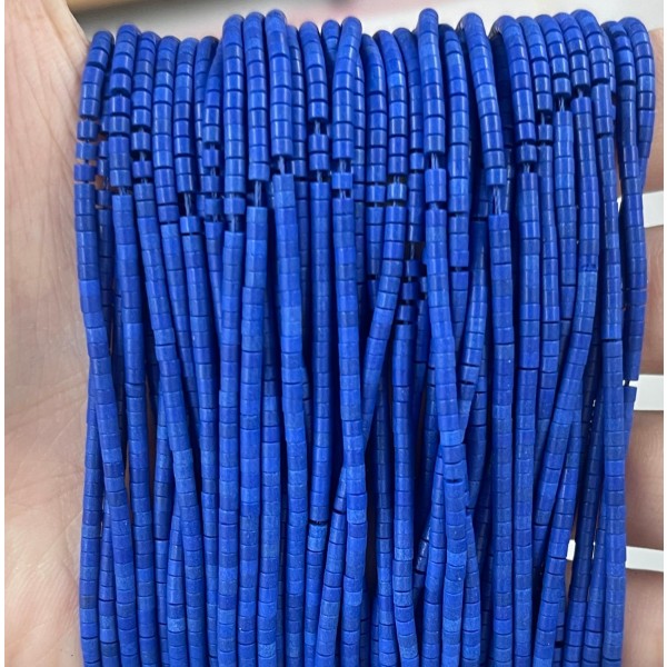 No_563_Synthetic Dark Blue Stone Small Cylinder_2*2mm_(Sold Per Strand)
