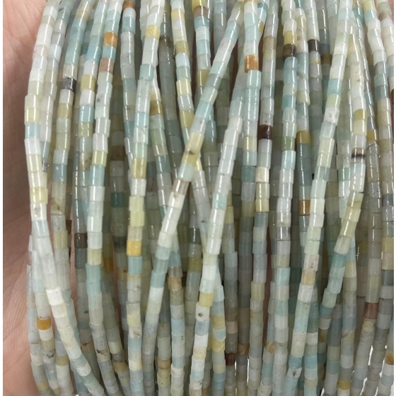 No_565_Natural Amazonite Small Cylinder_2*2mm_(Sold Per Strand)