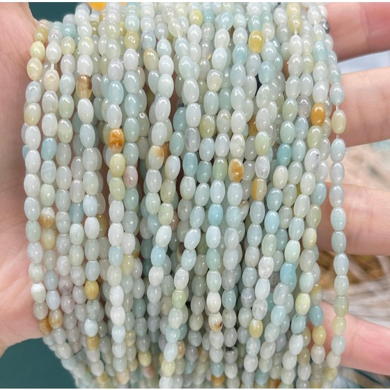 No_569_Natural Amazonite Rice Bead_3*5mm_(Sold Per Strand)