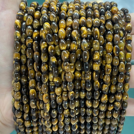 No_588_Natural Yellow Tiger Eye Stone Rice Beads_4*6mm_(Sold Per Strand)