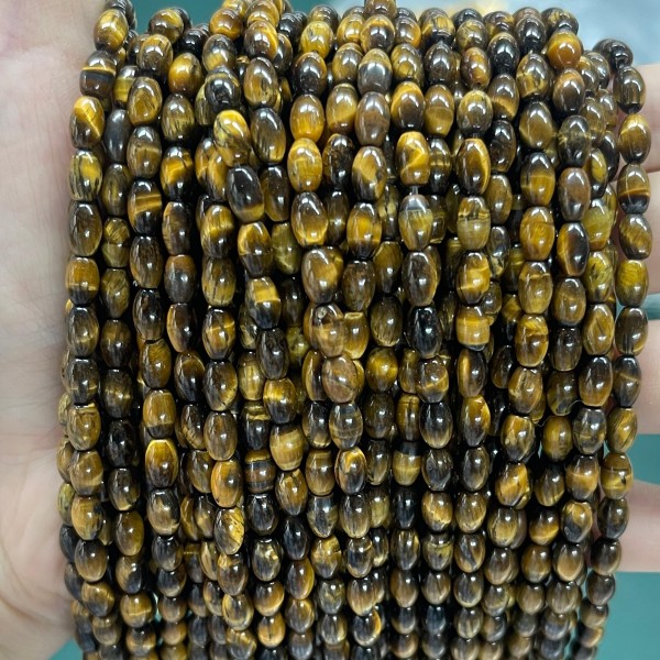 No_588_Natural Yellow Tiger Eye Stone Rice Beads_4*6mm_(Sold Per Strand)