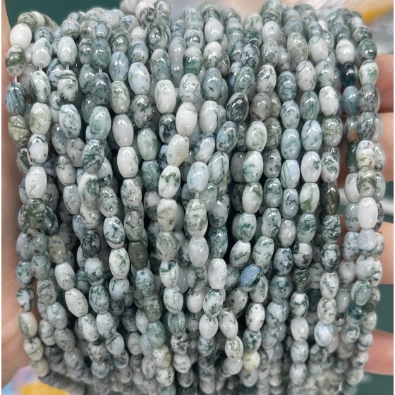 No_593_Natural Tree Agate Beads_4*6mm_(Sold Per Strand)