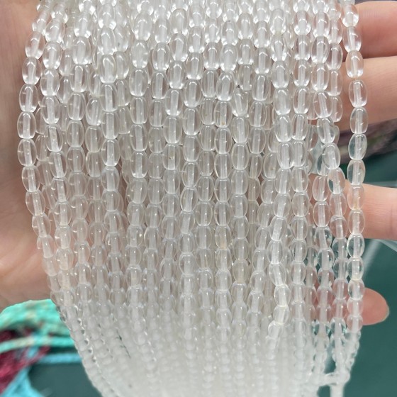 No_608_Synthetic White Crystal Seed Beads_4*6mm_(Sold Per Strand)
