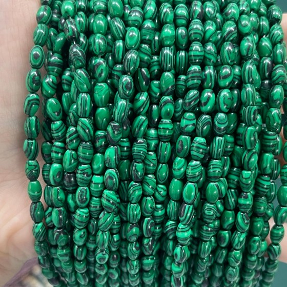 No_617_Synthetic Malachite Rice Beads_4*6mm_(Sold Per Strand)