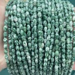 No_622_Natural Green Dot Stone Rice Beads_4*6mm_(Sold Per Strand)