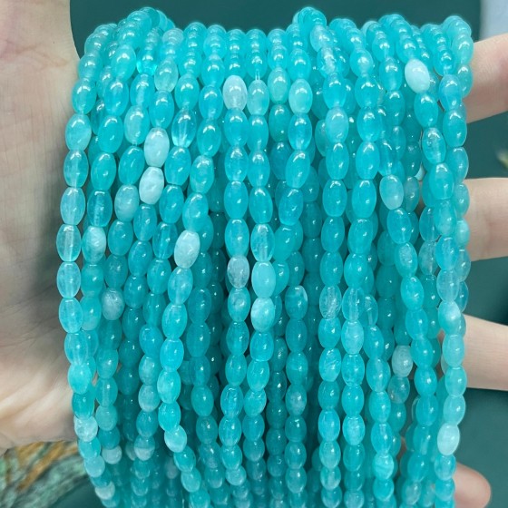 No_623_Enhanced Amazonite Color Chalcedony Rice Beads_4*6mm_(Sold Per Strand)