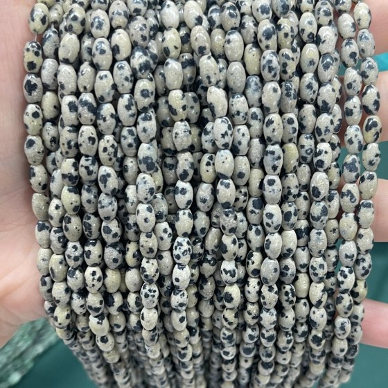 No_624_Natural Dalmation Jasper Rice Beads_4*6mm_(Sold Per Strand)