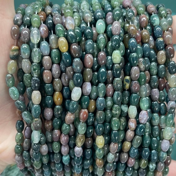 No_625_Natural Indian Agate Rice Beads_4*6mm_(Sold Per Strand)