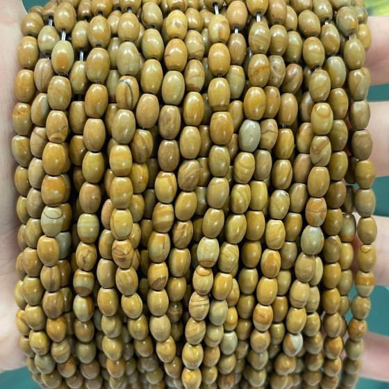 No_629_Natural Yellow Picture Jasper Rice Beads_4*6mm_(Sold Per Strand)