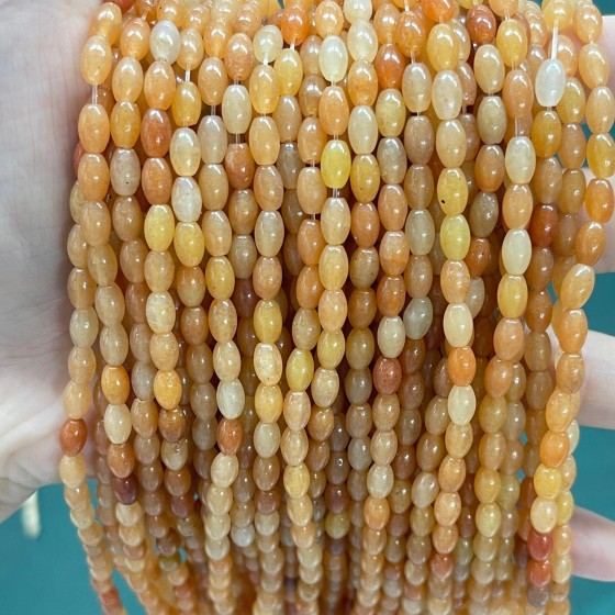 No_636_Natural Red Aventurine Rice Beads_4*6mm_(Sold Per Strand)