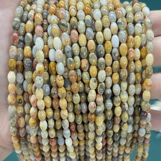 No_638_Natural Crazy Agate Rice Beads_4*6mm_(Sold Per Strand)