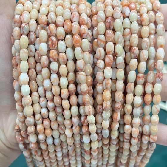 No_640_Natural Red Network Jasper Rice Beads_4*6mm_(Sold Per Strand)