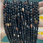 No_642_Natural Black Striped Agate Rice Beads_4*6mm_(Sold Per Strand)