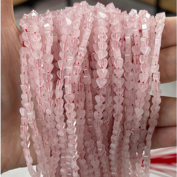 No_645_Natural Rose Quartz Flat Heart_4mm_(Sold Per Strand)