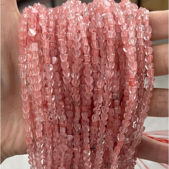 No_649_Synthetic Watermelon Red Crystal Flat Heart_4mm_(Sold Per Strand)