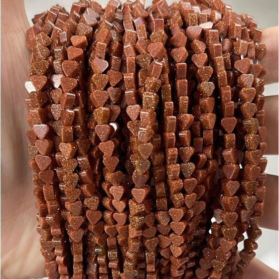 No_651_Synthetic Gold Sandstone Flat Heart_4mm_(Sold Per Strand)