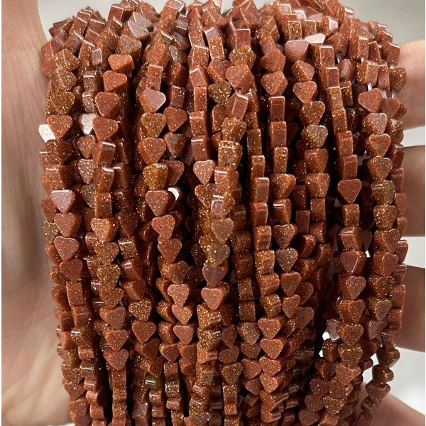 No_651_Synthetic Gold Sandstone Flat Heart_4mm_(Sold Per Strand)