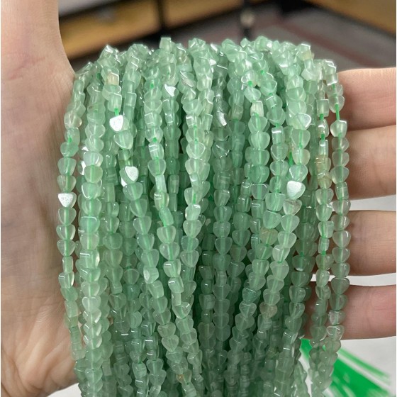 No_656_Natural Green Aventurine Flat Heart_4mm_(Sold Per Strand)