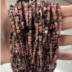 No_662_Natural Black Line Rhodochrosite Stone Flat Heart_4mm_(Sold Per Strand)