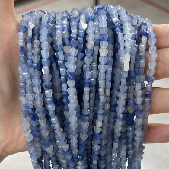 No_664_Natural Blue Aventurine Flat Heart_4mm_(Sold Per Strand)