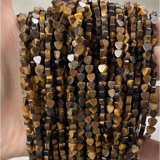 No_667_Natural Yellow Tiger Eye Stone Flat Heart_4mm_(Sold Per Strand)