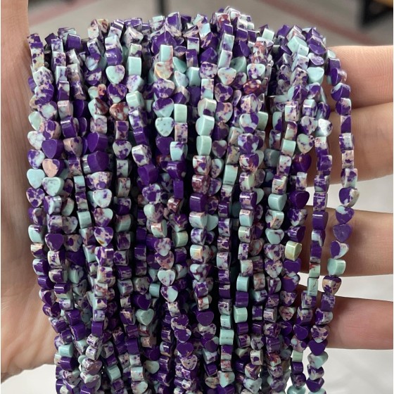No_679_Synthetic Purple Imperial Jasper Flat Heart_4mm_(Sold Per Strand)
