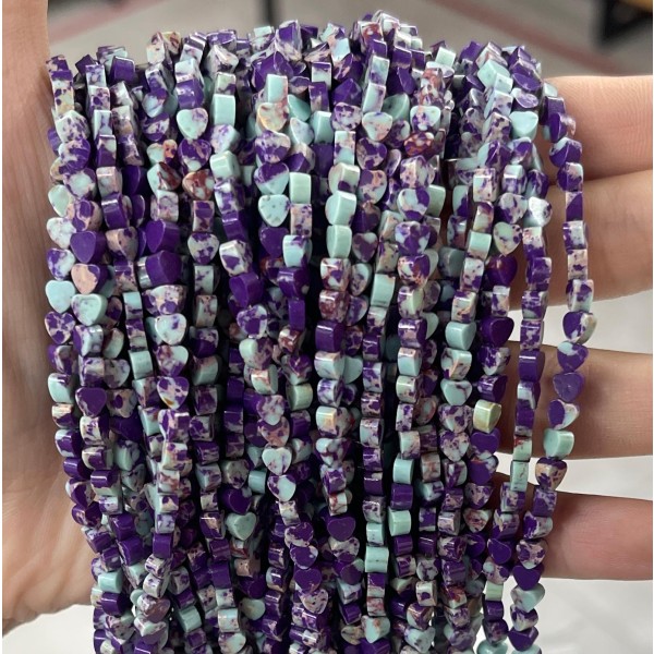 No_679_Synthetic Purple Imperial Jasper Flat Heart_4mm_(Sold Per Strand)