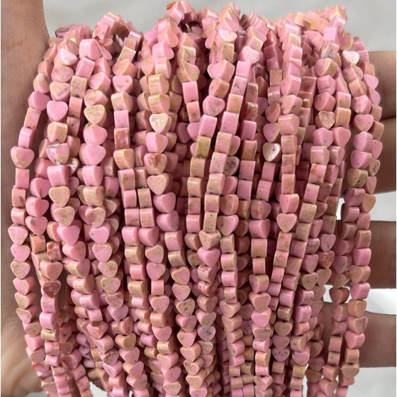 No_680_Synthetic Light Pink Imperial Jasper Flat Heart_4mm_(Sold Per Strand)