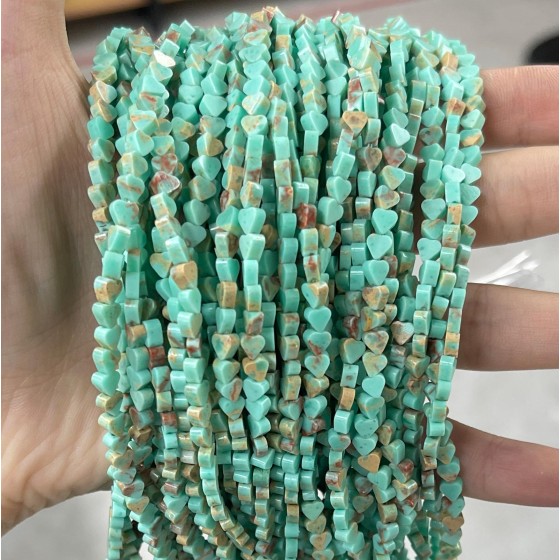 No_682_Synthetic Light Green Imperial Jasper Flat Heart_4mm_(Sold Per Strand)