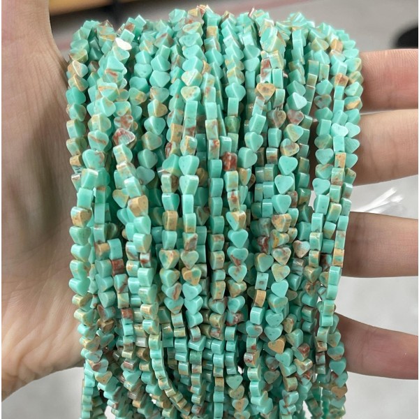 No_682_Synthetic Light Green Imperial Jasper Flat Heart_4mm_(Sold Per Strand)