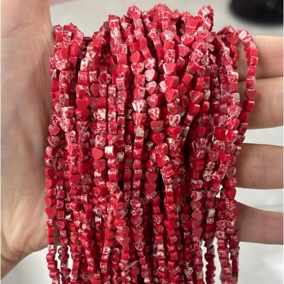No_683_Synthetic Red Imperial Jasper Flat Heart_4mm_(Sold Per Strand)