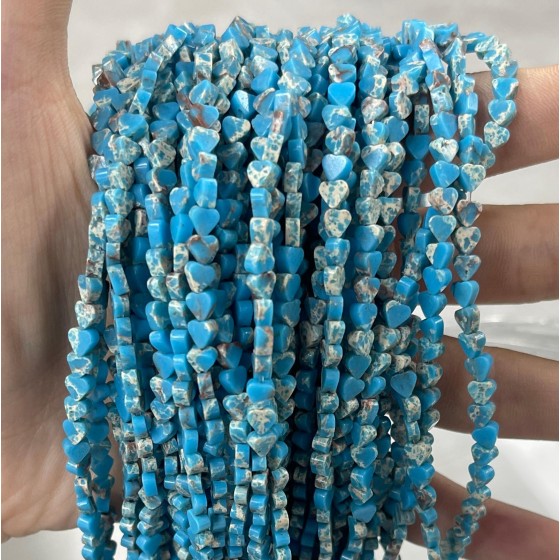 No_686_Synthetic Light Blue Imperial Jasper Flat Heart_4mm_(Sold Per Strand)