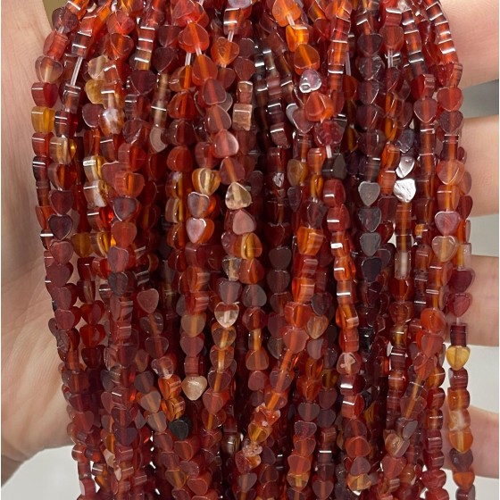 No_688_Natural Red Agate Flat Heart_4mm_(Sold Per Strand)