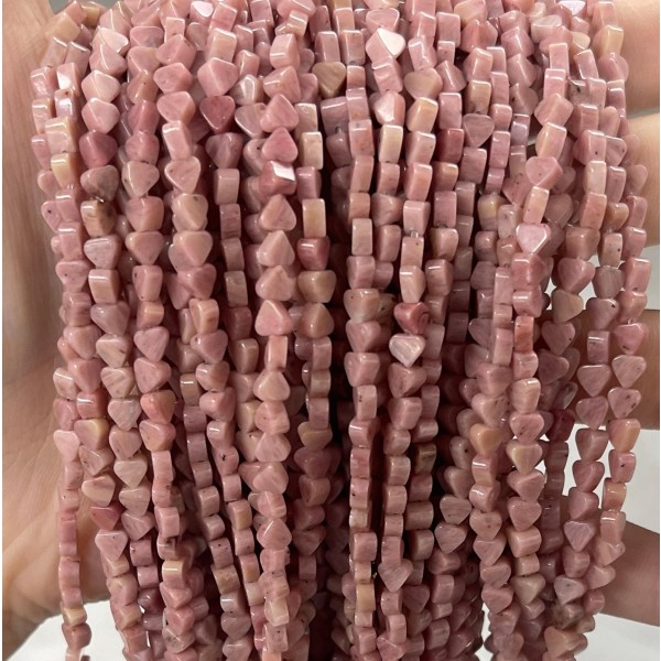 No_689_Natural Rhodonite Flat Heart_4mm_(Sold Per Strand)