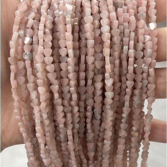 No_691_Natural Deep Pink Opal Flat Heart_4mm_(Sold Per Strand)