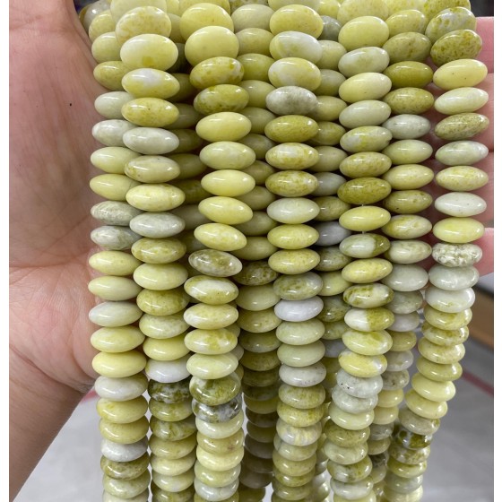 No_710_Natural Yellow Serpentine Flying Saucer Bead_5*12mm_(Sold Per Strand)