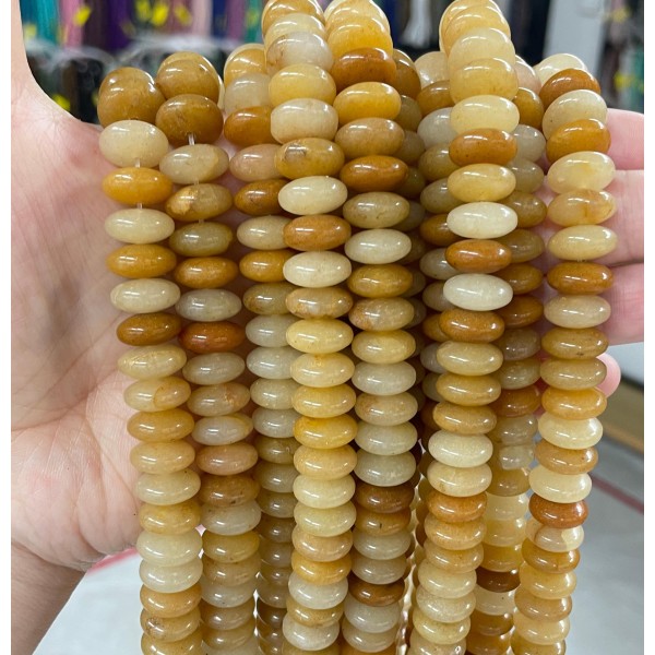 No_715_Natural Yellow Jade Flying Saucer Bead_5*12mm_(Sold Per Strand)