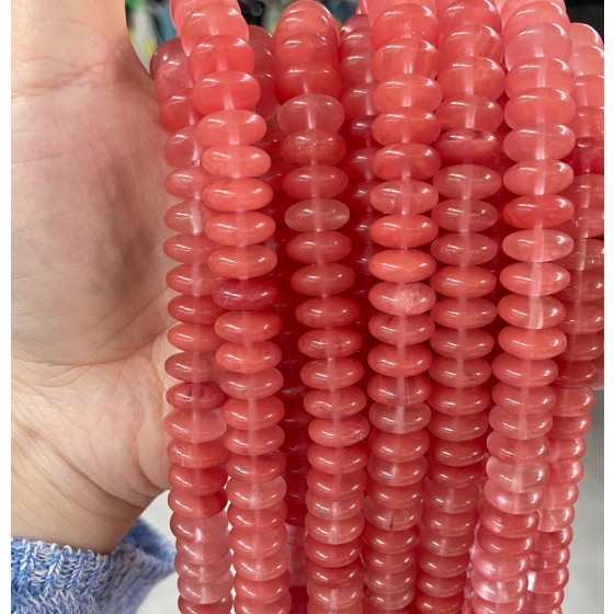 No_718_Synthetic Watermelon Red Crystal Flying Saucer Bead_5*12mm_(Sold Per Strand)