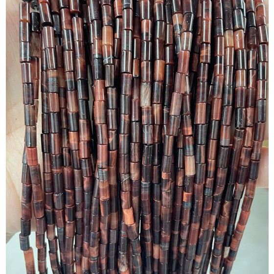 No_722_Natural Red Tiger Eye Stone Round Tube_6*3mm_(Sold Per Strand)