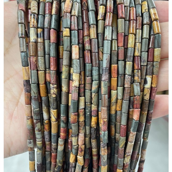 No_730_Natural Red Jasper Round Tube_6*3mm_(Sold Per Strand)