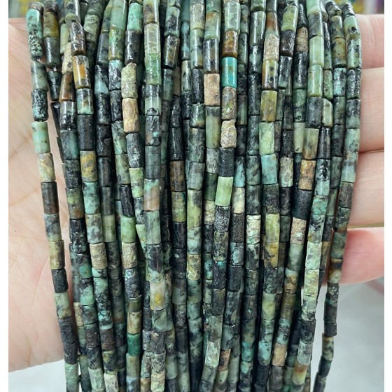 No_731_Natural African Turquoise Round Tube_6*3mm_(Sold Per Strand)
