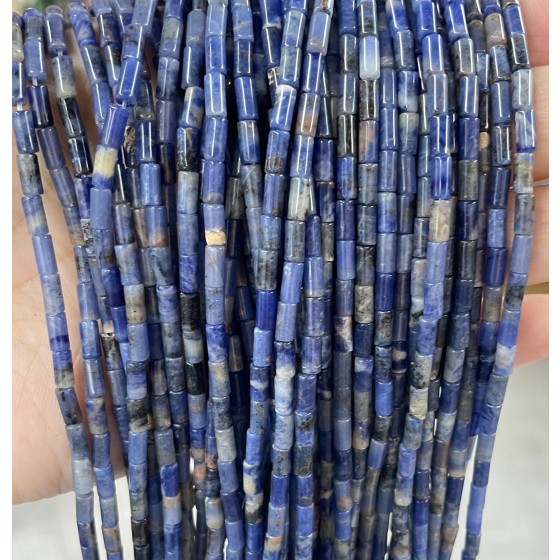 No_733_Natural Blue Lace Agate Round Tube_6*3mm_(Sold Per Strand)