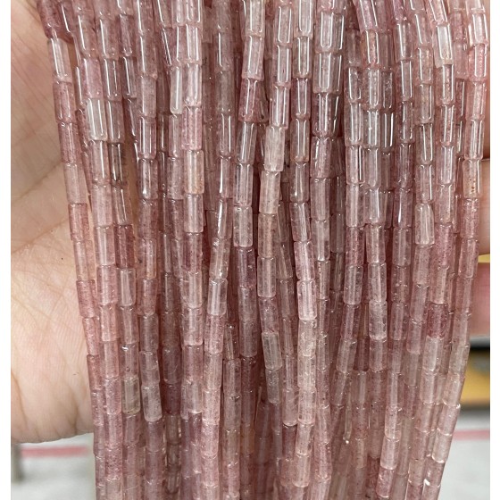 No_734_Natural Strawberry Quartz Round Tube_6*3mm_(Sold Per Strand)