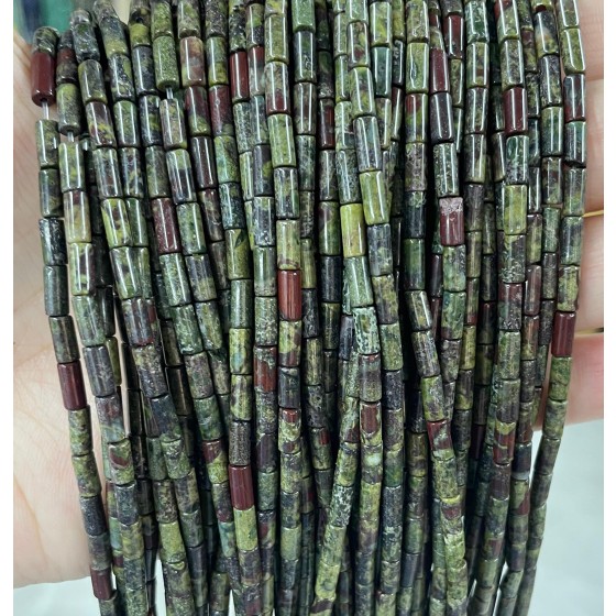 No_735_Natural Dragon Blood Jasper Round Tube_6*3mm_(Sold Per Strand)