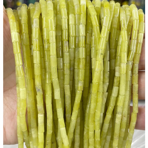No_741_Natural Lemon Jade Round Tube_6*3mm_(Sold Per Strand)